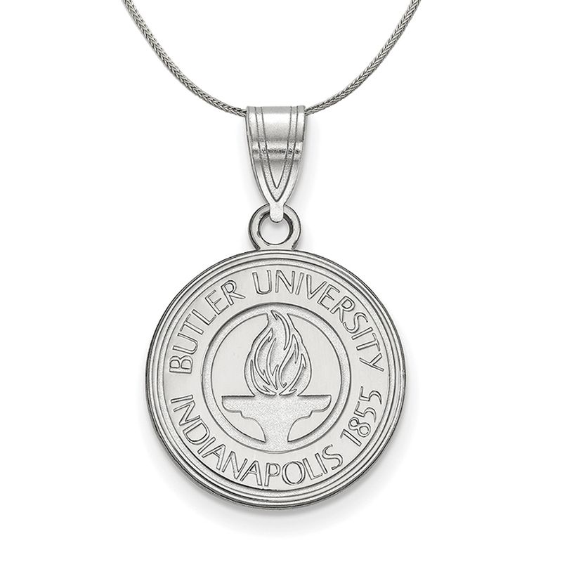 Sterling Silver Butler U Medium Crest Pendant Necklace - 18 Inch